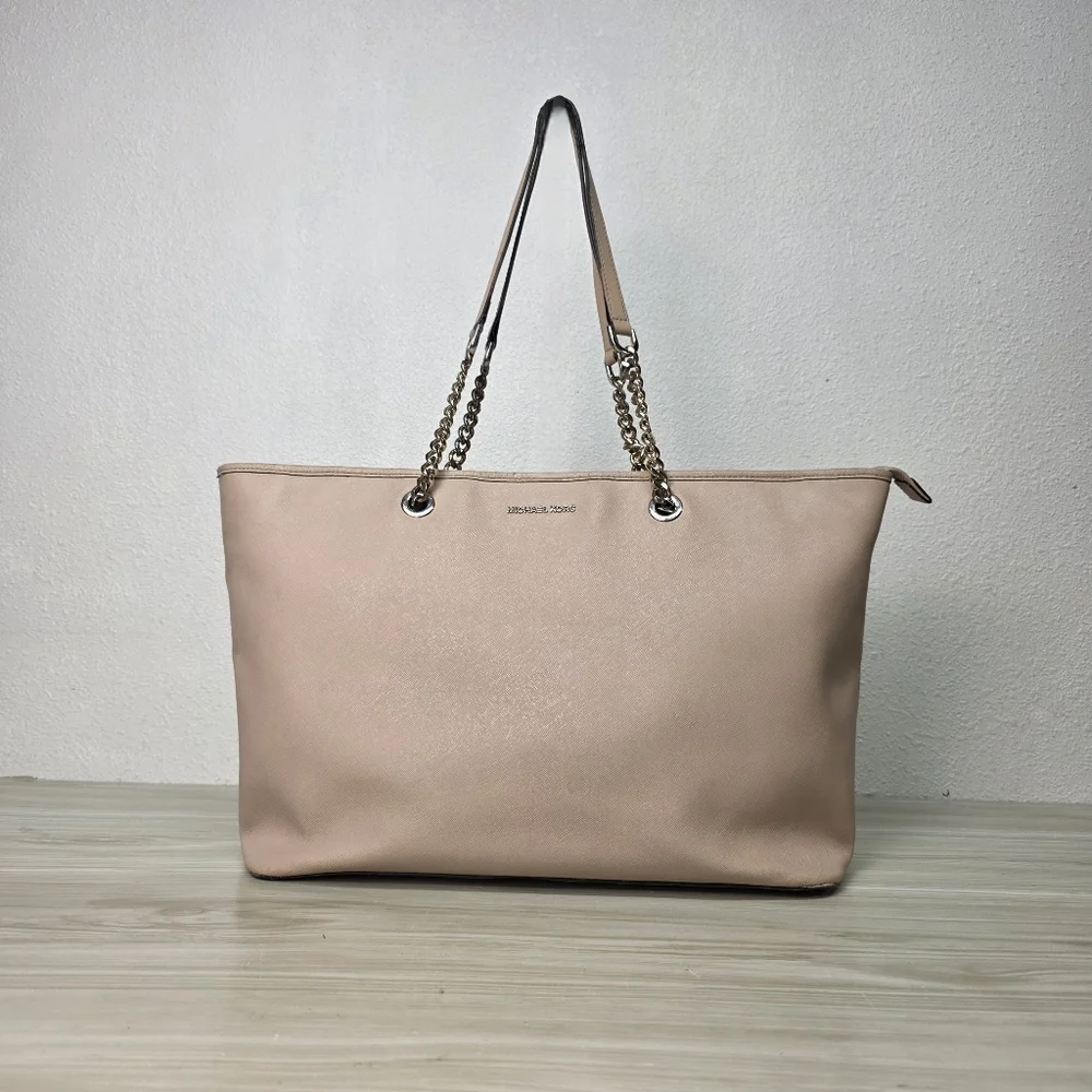 Michael Kors Beige Tote with Chain Straps